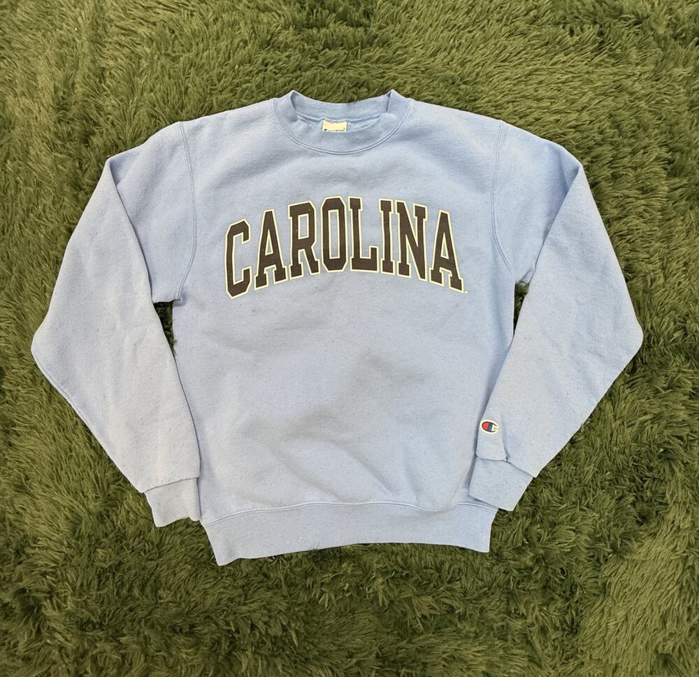 Champion Carolina University College Sweatshirt Light Blue Crewneck Size S